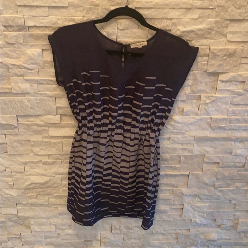 Purple grey striped dress